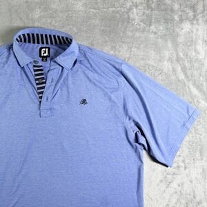 FootJoy Men's Periwinkle Golf Polo Shirt w R Monogram Embroidered Sleeve Large